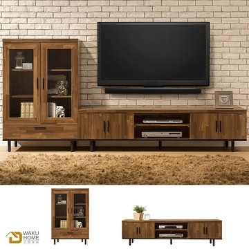 waku home 瓦酷家具 歐克斯工業生活6尺電視櫃+2.7尺展示櫃 b001-766-l