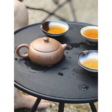 一水堂宜興紫砂壺原礦段泥手工茶壺茶具扁西施球孔家用禮品160cc