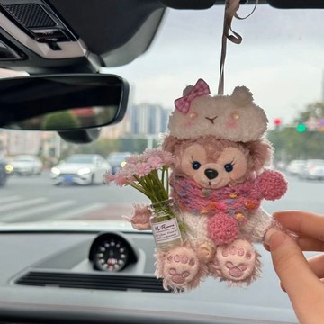 臺灣/✨汽車掛件 車載掛件  /可愛毛絨公仔棉花糖玫玫汽車後視鏡掛件裝飾品包包掛件送閨蜜禮物