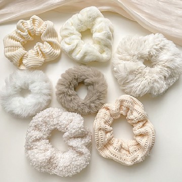 韓版多款白色氣質毛絨髮圈【N86】