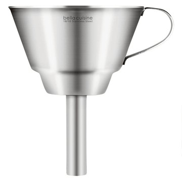Bella Cuisine 不鏽鋼漏斗 附濾網 200毫升  銀色  1入