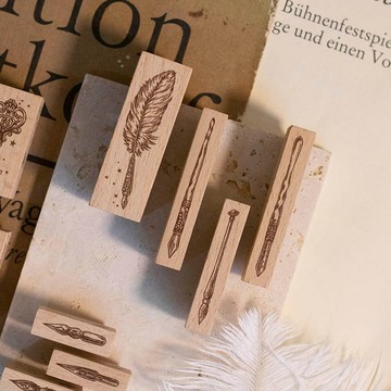 復古文具店 印章 - 桌上文具組一套四入