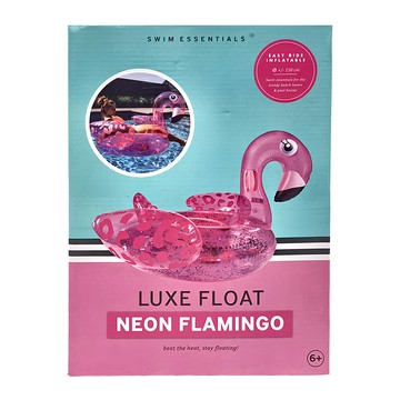 SWIM ESSENTIALS 荷蘭 充氣漂浮坐騎泳圈 直徑約150公分  閃亮粉紅鶴  1個