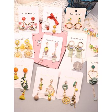 歐美法式童話系列個性森女系愛麗絲夢游仙境小兔花朵甜美耳環韓國