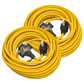 PowerWork 動力工廠 1對3座耐熱動力軟線  12m  黃色  2條