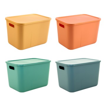 【dayneeds】Q萌撞色系附蓋收納盒 2XL號 三入 四色可選藍色