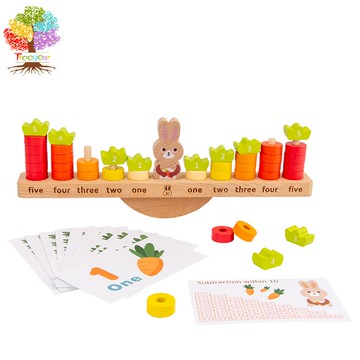 【樹年】蒙氏儿童早教数学启蒙兔子平衡数数看运算益智动脑幼稚園平衡积木玩具