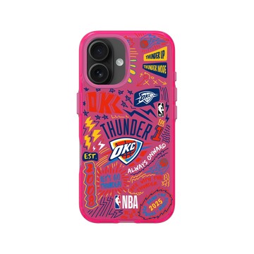 iPhone 16 Clear 粉漾桃 - NBA - 塗鴉系列-奧克拉荷馬市雷霆 Oklahoma City Thunder - Graffiti