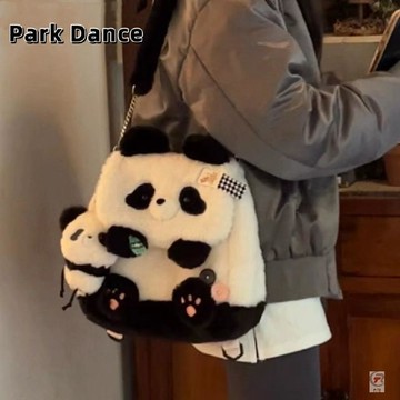 ✨ 限時下殺 ✨PARK DANCE熊貓抱竹蜜蜂熊翻蓋包可愛揹包毛絨單雙肩大容量書包潮