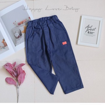 舒適仿牛仔側拼接撞色小標外出褲 秋冬童裝 男童長褲 男童外出褲 男童褲子 秋冬長褲 秋冬休閒褲