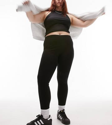 Topshop Curve full length heavy weight legging with deep waistband in black