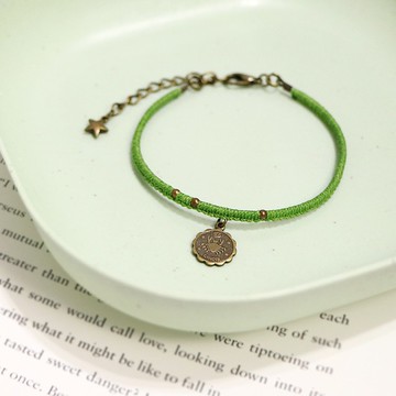 【限量】水象‧巨蟹座丨客製化禮物 蠟線編織 幸運色 手環-草綠色
