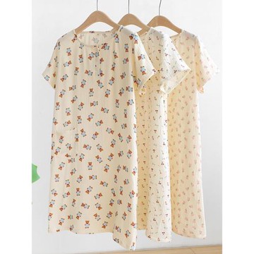 睡衣女士夏季純棉紗布甜美少女睡裙夏天款可外穿寬松家居服連衣裙
