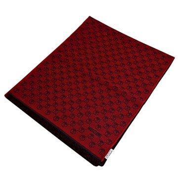 MOSCHINO 滿版品牌LOGO羊毛雙面長圍巾(紅/黑)