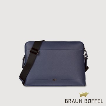 【BRAUN BUFFEL】格瑞克-E 大型橫式斜背包-深藍(德國小金牛台灣總代理)/BF573-62-DB