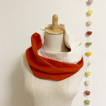 日本製造 蓬鬆雙層紗布髮箍橙牛奶雙色