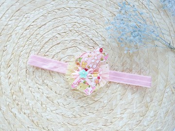 嬰兒頭帶 - 粉色兔子髮帶 (百日宴 彌月 送禮 自用)