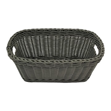 HOLA 和樂家居 奧可利霧紋手工編織提把置物籃 斜邊  31 x 21 x 15cm  深綠色  1個