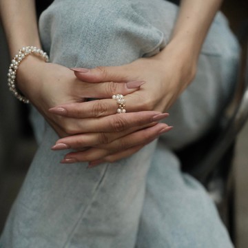 Blossom Touch 編織淡水珍珠戒指・金/銀・新年送禮・情人節禮物