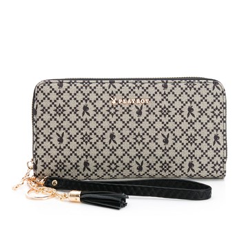 PLAYBOY - 長夾  兔頭印花系列 - 黑色/552-9604-09-3