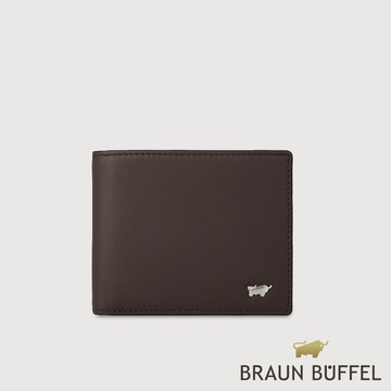 【BRAUN BUFFEL 德國小金牛】台灣總代理 彬達 8卡中間翻零錢袋短夾-培土棕/BF584-318-POS