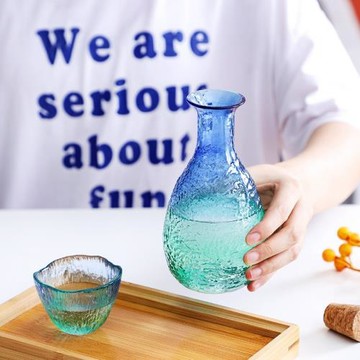北歐錘紋壺白酒杯清酒杯一口杯玻璃酒壺泡酒瓶果酒米酒杯烈酒小杯