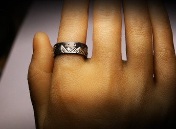 月亮山影雙色戒指