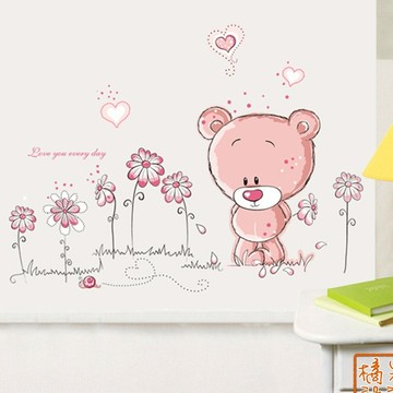 【橘果設計】萌萌熊 動物壁貼 無痕背膠 壁貼 牆貼 壁紙 DIY佈置 窗貼 佈置 櫥窗貼 可超取 台灣現貨