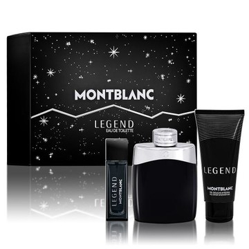 MONTBLANC 萬寶龍 傳奇經典男性淡香水禮盒(淡香水100ml+隨身瓶15ml+沐浴精100ml)