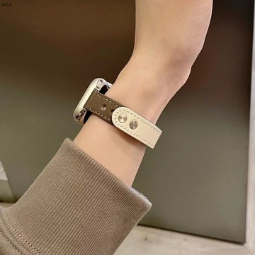 【下殺免運】細版 真皮拼接雙色錶帶 apple watch 女士錶帶 44 40 41 45 iwatch7 8 6