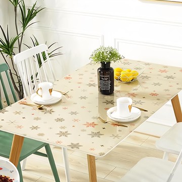 好物良品 設計款印花質感生活軟玻璃 防油 防燙 防髒 PVC餐桌墊  120 x 60cm  雪花  1個