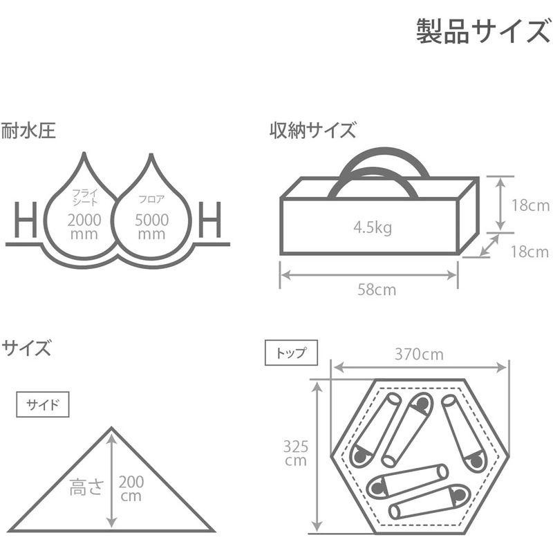 DOD(ディーオーディー) ワンポールテントM 5人用 収納コンパクト