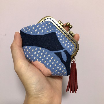 北歐風紫色點點口金散銀包/散紙包