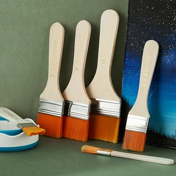 尼龍板刷 6入裝 水彩刷具 畫筆 水粉刷具 丙烯顏料 油畫刷具 繪畫 上色 塗鴉 美術美勞【BlueCat】【JC5485】