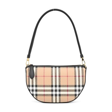 BURBERRY 巴寶莉   新款Vintage 格紋Olympia帆布翻蓋斜背包(卡其)