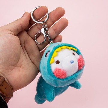 創意毛絨公仔鑰匙扣掛件個性男女網紅汽車鏈鎖匙圈環INS書包掛飾