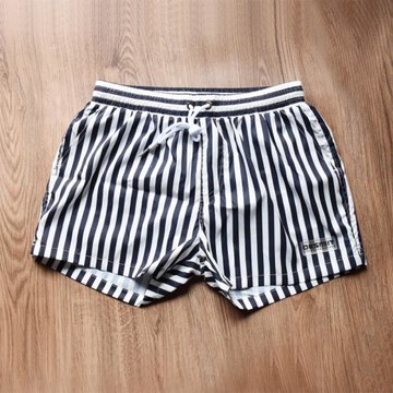 速干條紋沙灘褲男士夏青年寬松泳褲休閑短褲帶內襯運動三分褲潮牌