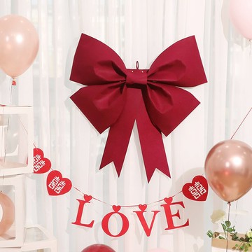 婚房布置ins大蝴蝶結網紅創意裝飾結婚客廳喜字拉花掛飾浪漫婚禮