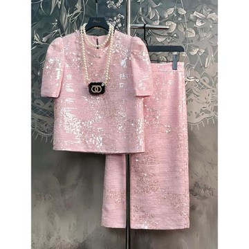 粉色小香風套裝女輕奢高級感2025新款氣質名媛小個子穿搭一整套夏