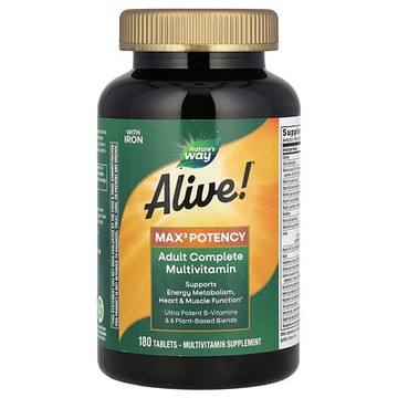 Nature's Way, Alive! 成年人 Max3 優效多維生素，含鐵，180 片