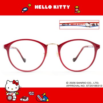 三麗鷗夢幻隊▪︎HELLO KITTY｜甜心網球時刻 圓框眼鏡｜微甜紅