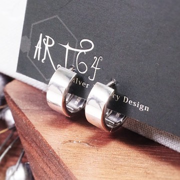 經典平面 易扣式 11mm 基本款 925純銀耳環 女生 男生 中性耳環