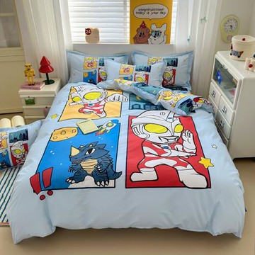 卡通奧特曼兒童床上用品男孩純棉100全棉床笠四件套單人床三件套