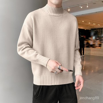 🔥男士高領毛衣 翻領套頭打底衫 青少年針織衫 中年保暖打底羊絨衫 男裝外穿毛綫上衣 新款秋冬半高領毛衣韓版寬鬆青少年