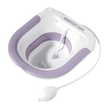 YUNMI 免蹲馬桶坐浴盆 氣壓沖洗式浴盆 矽膠折疊通用水盆 月子盆 痔瘡泡盆 術後護理盆  紫色  1個