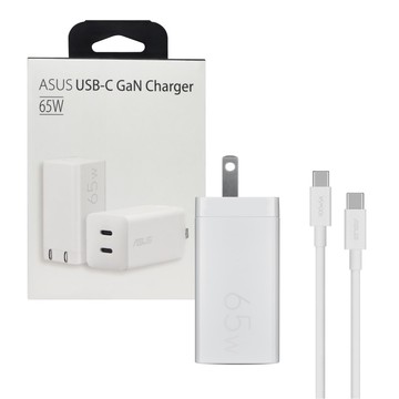 【ASUS 華碩】原廠 65W雙孔 GaN氮化鎵快充充電組 (內附5A 1.5M Type-C to Type-C線)