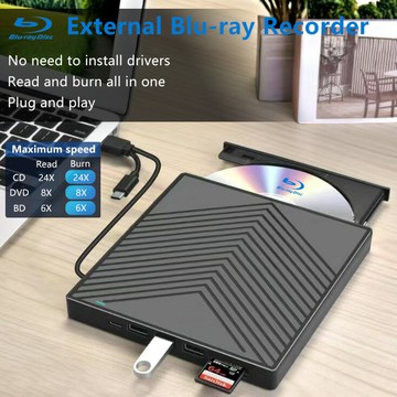 電腦藍光光驅筆記本臺式機外置藍光刻錄機7合1超薄多功能BD刻錄機【北歐家居生活】