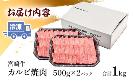 《年内発送》宮崎牛カルビ焼肉(500g×2 計1kg)　肉 牛 牛肉