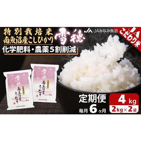 ふるさと納税 特別栽培米南魚沼産こしひかり「雪穂」（2kg×2袋×全6回） 新潟県南魚沼市