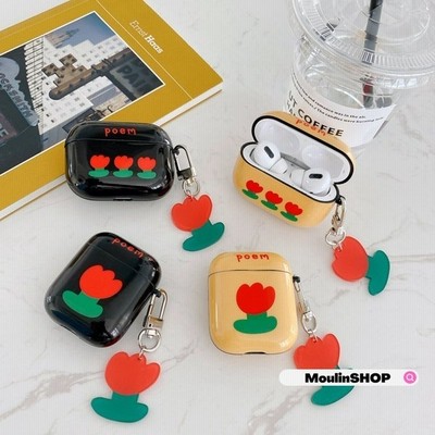 Airpods ケース 韓国 プラスチック Imd チューリップケース 花 チャーム付き エアポッド エアーポッズ カバー 大人 かわいい おしゃれ イヤホンケース 女性 通販 Lineポイント最大get Lineショッピング